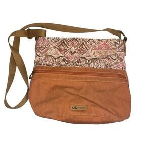 Sakroots Crossbody Shoulder Bag  Brown Pink Siena Artist Circle Soft Bucket